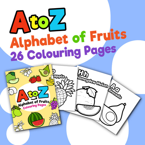 Alphabet of fruits colouring pages - Inspiring Kids World