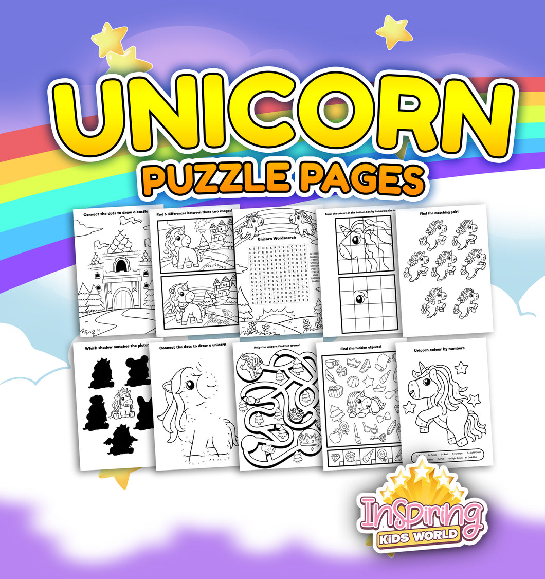 Unicorn Puzzle Pages - Inspiring Kids World