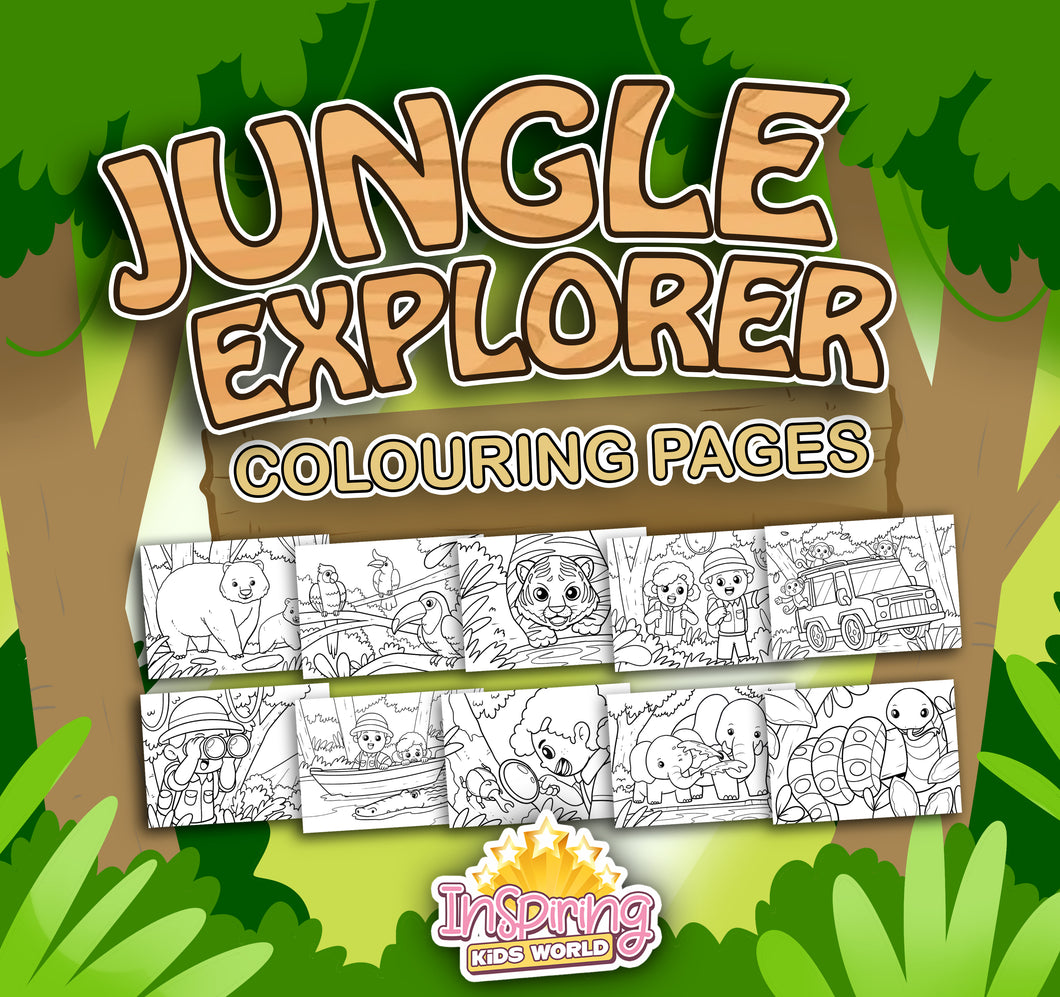 Jungle Explorer Colouring Pages