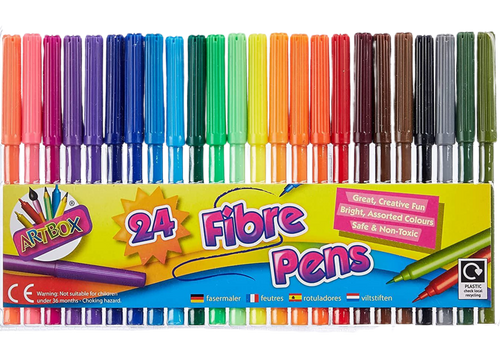 Fine Tip Fibre Colouring Pens (Pack of 24) - Inspiring Kids World